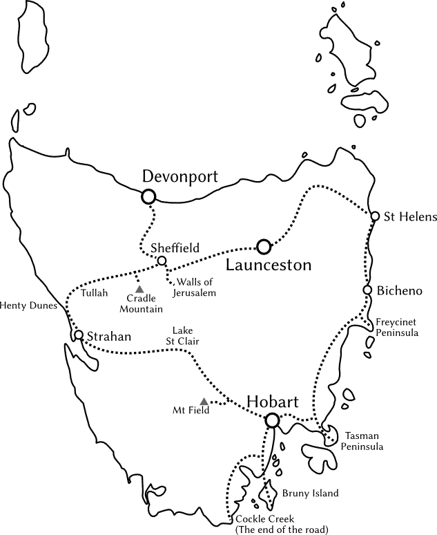 Carte Tasmanie