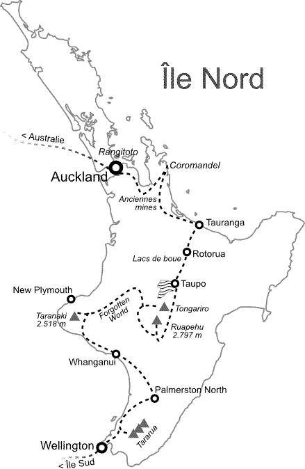 Carte Île Nord Nouvelle-Zélande